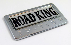 ROAD KING Edition Chrome Emblem with domed decal Car Auto Bike Badge Motorcycle - Foto 1 di 2