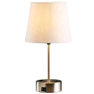 SPITZER 19 in. Brushed Nickel Touch Control Desk Lamp with Charging Outlet - Picture 1 of 4