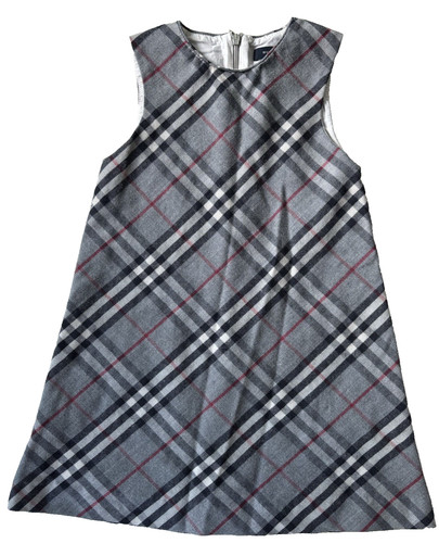 Abito bambina Burberry Nova classico a quadri quadri in lana senza maniche taglia 3 grigio