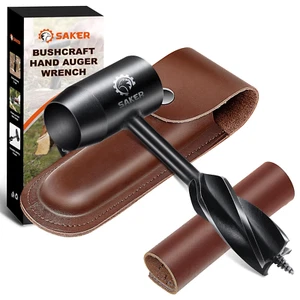 Saker Bushcraft Hand Auger Wrench,Survival Tools for Bushcraft,Scotch Eye Wood - Picture 1 of 12