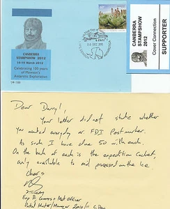 Stamp AAT 100th anniversary MAWSON Canberra Exhibition cover, letter & card - Picture 1 of 2
