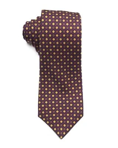Corbata de seda Kiton Napoli $300 con estampado geométrico púrpura amarillo estampado geométrico 3,25"" hecha en Italia - Imagen 1 de 3