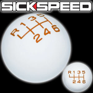 WHITE/ORANGE VINTAGE SHIFT KNOB FOR 6 SPEED SHORT THROW SHIFTER SELECTOR 12X1.25 - Picture 1 of 1