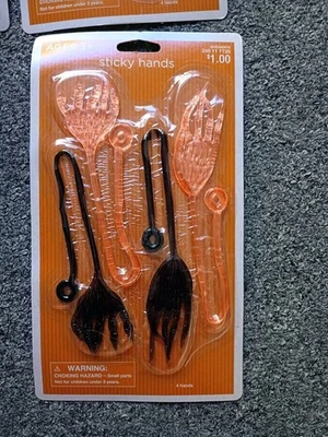 Halloween Sticky Fingers Skeleton Hand Orange And Black 4 packs (16 total) NEW - Image 1 of 2