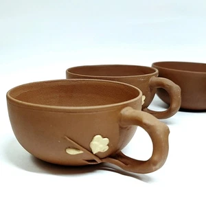 2 Vintage Chinese Teacups Yixing Zisha Clay Handcrafted Tea Cups FREE SHIPPING - Picture 1 of 4