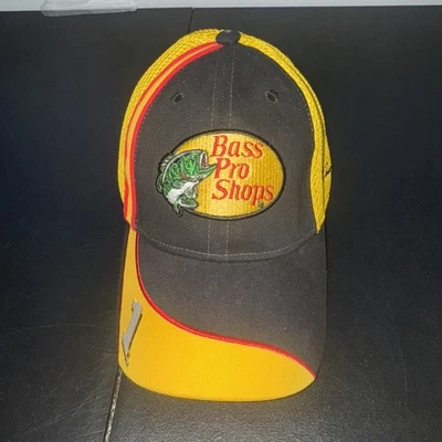 Bass Pro Shop Martin Truex Jr Pit Cap Strapback MeshBack Nascar Black & Yellow - Image 1 of 4