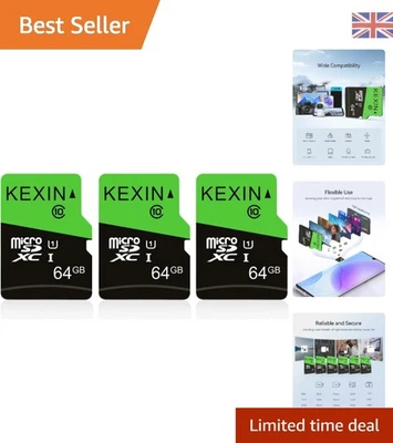 3 Pack 64GB MicroSD Card with Adapter | High-Speed & Reliable Storage Solution - Image 1 of 4