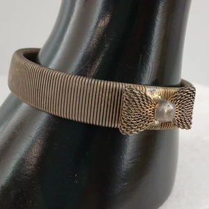 Vintage Stretch goldfarben Mesh Armband mit Schleife Design - verstellbar eleganter Schmuck - Bild 1 von 8