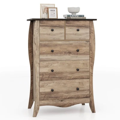 38" Farmhouse Chest of Drawers with 5 Folding Fabric Drawers & Anti-tipping Kit - Image 1 of 4