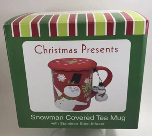 Snowman Covered Tea Mug with Stainless Steel Infuser Christmas Mug - Picture 1 of 6