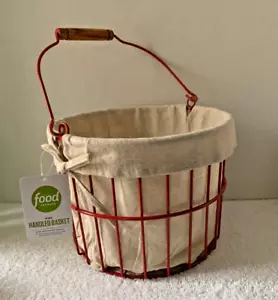 Food Network Red Wire Basket with Liner & Handle 7" tall - Picture 1 of 8