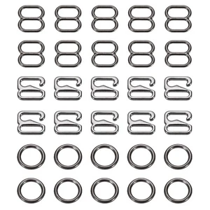 30 Pcs 6mm Bra Strap Hooks, Alloy Adjustment Slide Bra Strap Clips, Black - Picture 1 of 5