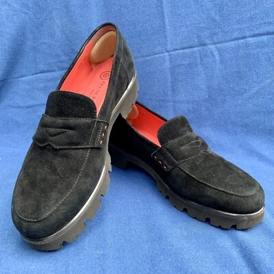 Zapatos Mocasines Pas De Rouge Mujer US 9.5 Negro Gamuza Hechos en Italia Usados en Excelente Condición Foto 1 de 4