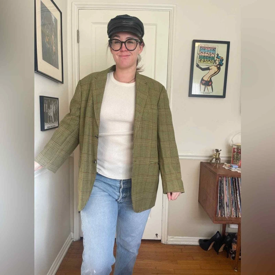 50s-60s Vintage Richman Brothers Green Plaid Sport Coat - Image 1 of 4