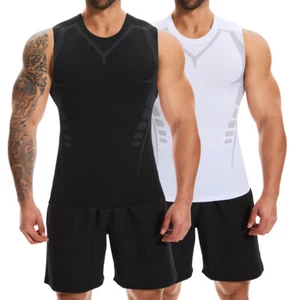Mens Compression Vest Shirt Fitness Singlet Workout Muscle Bodybuilding Tank Top - Picture 1 of 20