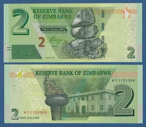 ZIMBABWE -- 2 DOLLARS ( 2019 ) -- UNC -- PREFIX AJ -- PICK NEW . - Imagen 1 de 1