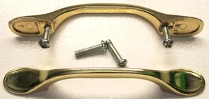 Vintage Drawer Cabinet Brass Pull Handle Set - Restoration Project - Picture 1 of 5