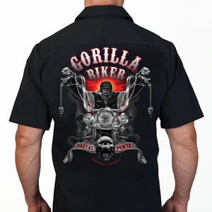 Lethal threat Gorilla Bikers Ape Hangers Brutal Motorcycle Mens Work Shop Shirt - Bild 1 von 3