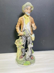 Ardco Statue man with dog farmer Taiwan  farmers hunter Vtg - Picture 1 of 5