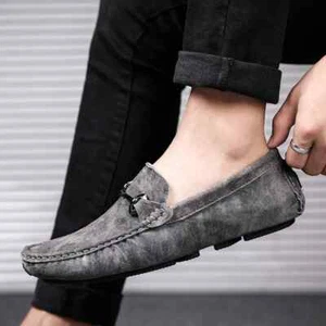 Zapatos mocasines informales de cuero genuino para hombre mocasines suaves transpirables zapatos para conducir - Imagen 1 de 27