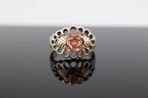 Black Hills Gold Sterling Silver ROSE Band 10k Black Hills Gold Flower ROSE ring - Picture 1 of 6