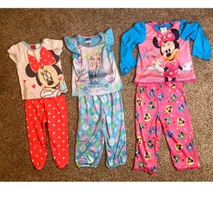 Konvolut Disney Pyjama Sets Minnie Mouse & Frozen 3-teilig Nachtwäsche Paket Gr. 3T - Bild 1 von 5