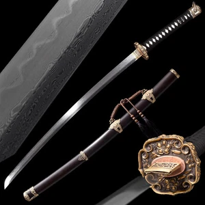 Auténtica espada samurai de acero templado plegado de arcilla Tachi con flores de cerezo - Imagen 1 de 9