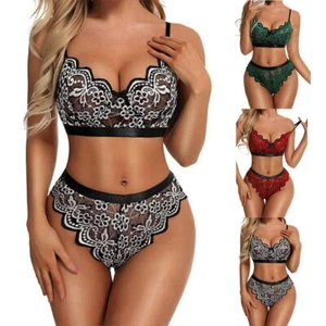 Women Lace Sexy Lingerie Bra Sets Knickers Briefs Underwear Sleepwear Nightwear - Picture 1 of 14