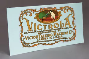 VORGESCHNITTENES GROSSES RECHTECKIGES VICTROLA PHONOGRAPH WASSERSCHIEBE ABZIEHBILD für RESTAURATION - Bild 1 von 7