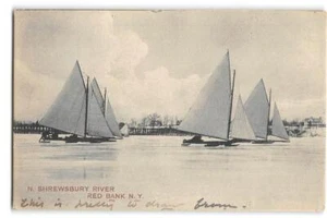 N. Shrewsbury River RED BANK, NJ Segelboote NY 1907 PCK Vintage Postkarte - Bild 1 von 2