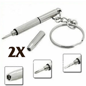 2X MINI 3 IN 1 SCREWDRIVER TOOL GLASSES WATCH SUNGLASSES MOBILE PHONE REPAIR - Picture 1 of 4