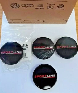 VOLKSWAGEN VW TRANSPORTER T6 - SPORTLINE WHEEL CENTRE CAP / ALLOY - BLACK - NEW - Picture 1 of 3