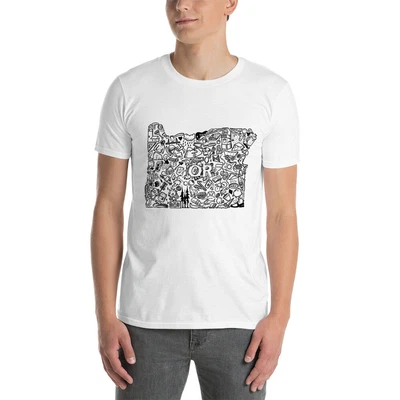 Camiseta unisex manga corta Oregon State Doodle Art (dibujada a mano) PNW Love! Foto 1 de 4