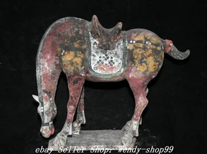Old Tang Sancai Pottery Porcelain Painting Feng Shui Horse Horses Animal Statue - Picture 1 of 12