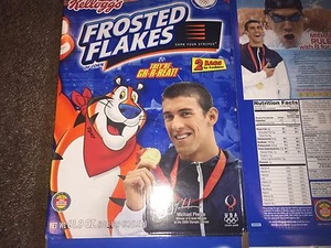 2008 Michael Phelps Olympic Frosted Flakes Müslischachtel leer "selten" Two Bag Pack - Bild 1 von 6