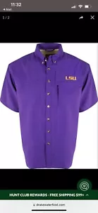 Drake Men’s LSU S/S Mesh Back Flyweight Shirt - Picture 1 of 4