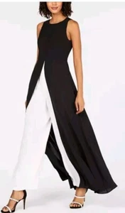 $179 Adrianna Papell Women's Crepe Overlay Jumpsuit, Colorblocked, Size 6 - Picture 1 of 6