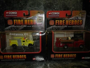 2 corgi fire heroes trucks 1966 gmc pumper/ hmmwv o.hare airport truck - Picture 1 of 4