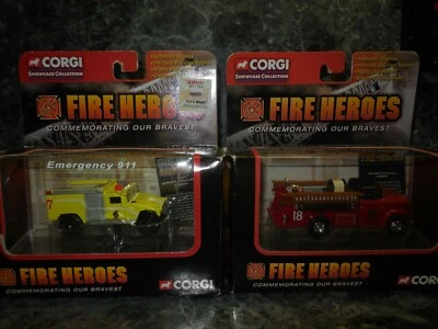 2 corgi fire heroes trucks 1966 gmc pumper/ hmmwv o.hare airport truck - Image 1 of 4