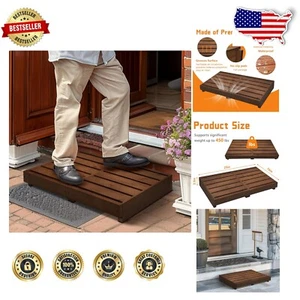 3.5'' Indoor-Outdoor Wooden Step Stool with Slip-Resistant Design, Walnut Finish - Picture 1 of 8