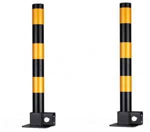 2 pcs x Steel Removable Folding Security Parking Driveway Vehicle Post Bollards - Picture 1 of 4