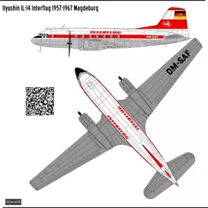 1/72 BSModelle Aufkleber ILyusin Il-14P INTERFLUG - Bild 1 von 2