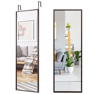 Giantex Full Length Mirror Door Wall Mounted Hanging Mirror Bedroom Coffee - Picture 1 of 12