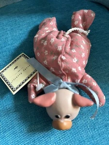 Russ Teeny Beenies Pig 4.75" Beanbag 7072 Clay Head Country Farm TAGS Vtg - Picture 1 of 5