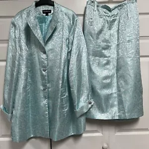 Women’s Size 26W Skirt and Blazer Evening Set Turquoise - Picture 1 of 21
