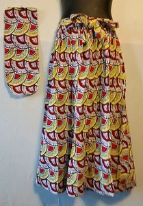 African Wax Print Ankara Maxi Women Skirt 2 Pocket Belt Free Size Waist 50" P35 - Picture 1 of 8