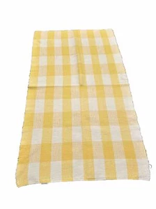 Crate and Barrel plaid farmhouse Yellow White 60 x 34 - Picture 1 of 11