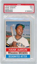 1976 HOSTESS HAND CUT #94 HANK AARON BREWERS HOF PSA 7