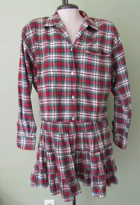 VINTAGE 1980'S RED PLAID 2 PC. SKIRT & TOP OUTFIT / SIZE 5-7 - Image 1 of 4