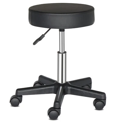 Round Stool Plastic Arch Feet Rotation Bar Stool Black - Image 1 of 4